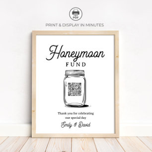 Poster Pancarte de mariage avec code QR pour le pot de fo