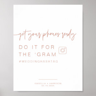 Poster Pancarte de mariage avec hashtag Instagram MARLO B