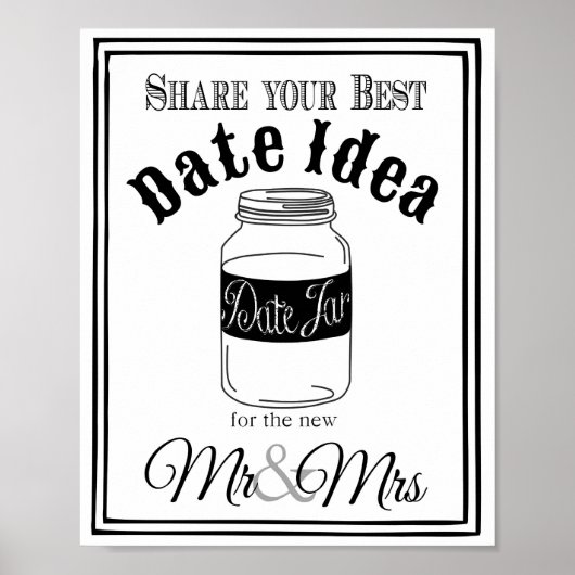 Poster Pancarte de mariage avec un pot de date (Devant)