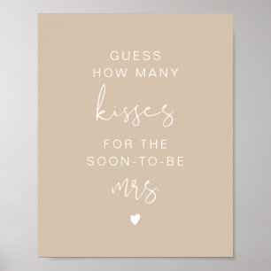 Poster Pancarte de mariage beige Bohème INDIE Devinez com