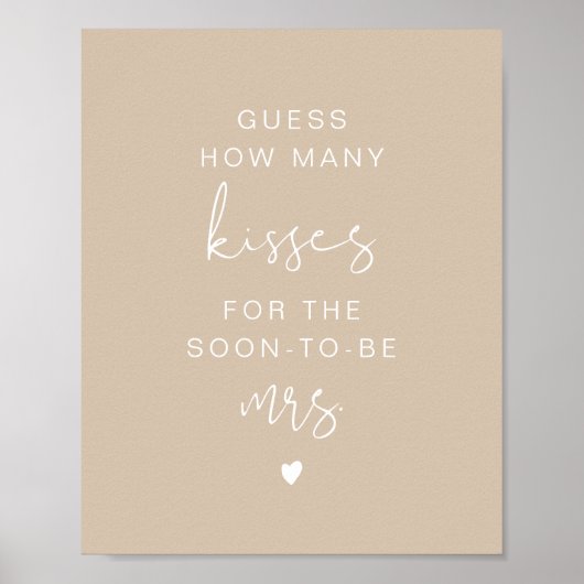 Poster Pancarte de mariage beige Bohème INDIE Devinez com (Devant)