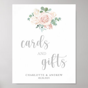 Poster Pancarte de mariage Cartes et Cadeaux Fleuris Rose