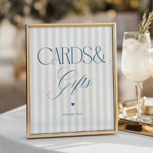 Poster Pancarte de mariage Cartes et Cadeaux Rayures Bleu