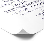 Poster Pancarte de mariage en calligraphie bleu marine Ba (Coin)