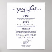 Poster Pancarte de mariage en calligraphie bleu marine Ba (Devant)