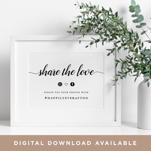 Poster Pancarte de mariage en calligraphie noir et blanc