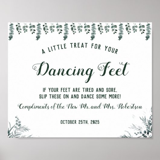 Poster Pancarte de mariage Eucalyptus Dancing Feet Flip F (Devant)