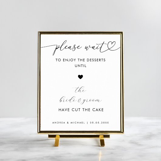 Poster Pancarte de mariage gâteau pour les desserts Coeur
