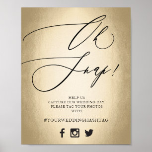 Poster Pancarte de mariage 'Oh Snap' en écriture calligra