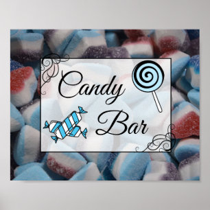 Poster Pancarte de mariage ou de fête prénatale Candy Bar