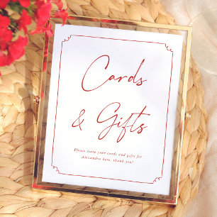 Poster Pancarte de mariage pour cartes et cadeaux rouges