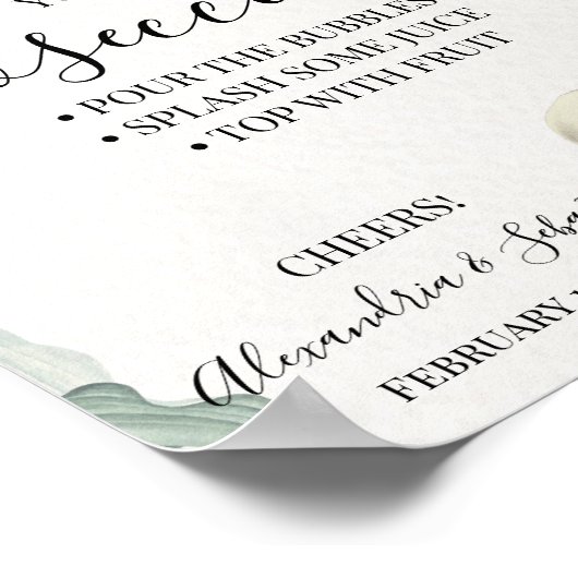 Poster Pancarte de mariage pour la fête prénuptiale Prose (Coin)