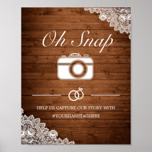 Poster Pancarte de mariage Rustique en Bois et Dentelle B