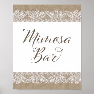 Poster Pancarte de mariage rustique en toile de jute et d