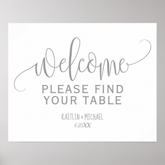 Poster Pancarte de mariage rustique pour trouver votre ta (Devant)
