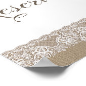 Poster Pancarte de mariage rustique toile de jute et dent (Coin)