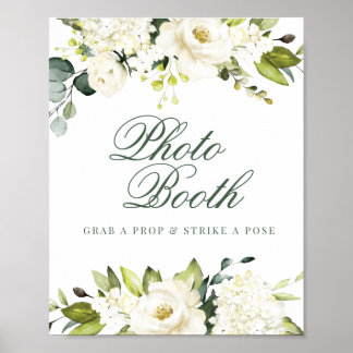Poster Pancarte de Photomaton aux Roses Blanches