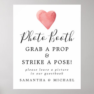 Poster Pancarte de Photomaton de Mariage avec Cœur à l'Aq