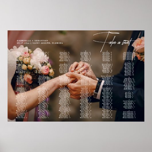 Poster Pancarte de placement de mariage alphabétique mini (Devant)
