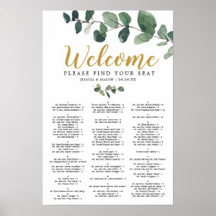Poster Pancarte de plan de table de mariage au eucalyptus