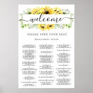 Poster Pancarte de plan de table de mariage au jardin de 