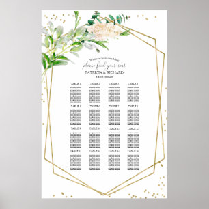 Poster Pancarte de plan de table de mariage Élégante verd