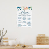 Poster Pancarte de plan de table de mariage floral Midnig (Cuisine)
