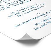 Poster Pancarte de plan de table de mariage floral Midnig (Coin)