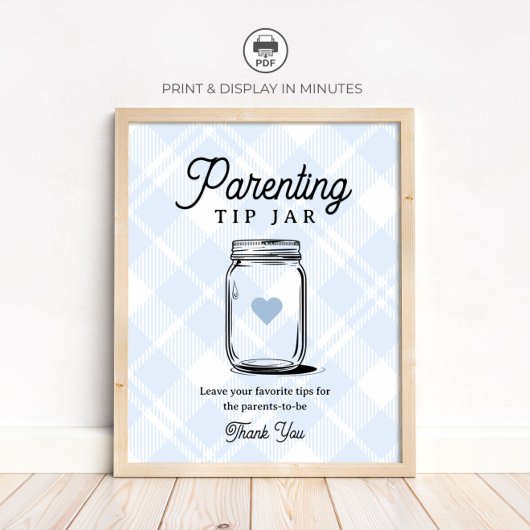 Poster Pancarte de pot à conseils de parenting à carreaux