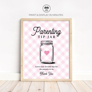 Poster Pancarte de pot de conseils de parenting rustique 