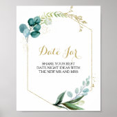 Poster Pancarte de pot de date en eucalyptus vert et or v (Devant)