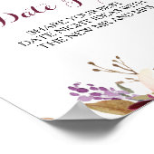 Poster Pancarte de pot de date floral de Bourgogne Blush (Coin)