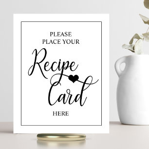 Poster Pancarte de recette de mariage avec cœur noir et b