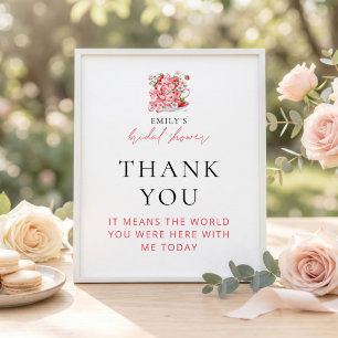 Poster Pancarte de remerciement de mariage Strawberry Tea