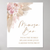 Poster Pancarte de salle de bar Mimosa Floral Boho Blush (Devant)