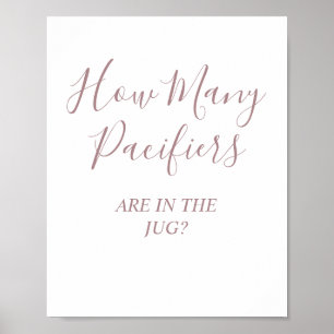Poster Pancarte de socle pour jeu de Baby Shower Rose Pac