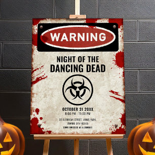 Poster Pancarte de soirée zombie avec sang et symbole de