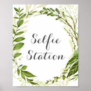 Poster Pancarte de station de selfie de mariage à couronn