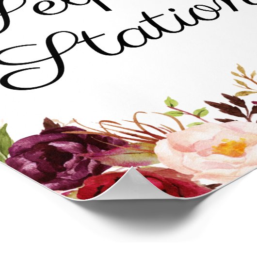 Poster Pancarte de station de selfie de mariage à la flor (Coin)