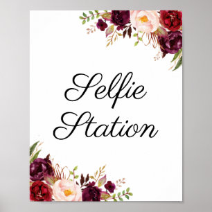 Poster Pancarte de station de selfie de mariage avec du f
