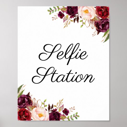 Poster Pancarte de station de selfie de mariage avec du f (Devant)