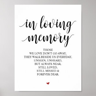 Poster Pancarte de table commémorative de mariage calligr