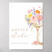 Poster Pancarte de table Conseils Prosecco Fleurs Colorée (Devant)