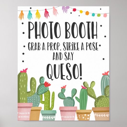 Poster Pancarte de table de fête Cactus Photo Booth Prop (Devant)