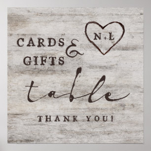 Poster Pancarte de table de mariage pour cartes et cadeau