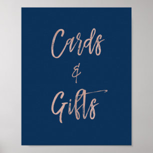 Poster Pancarte de table Navy & Rose Gold Glam Cartes & C