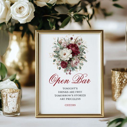 Poster Pancarte de table ouverte Burgundy Blush de créate