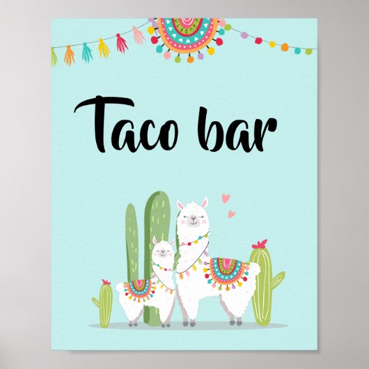 Poster Pancarte de table pour Baby Shower Llama Fiesta Sn (Devant)