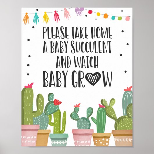 Poster Pancarte de table pour Baby Shower 'Watch Me Grow (Devant)