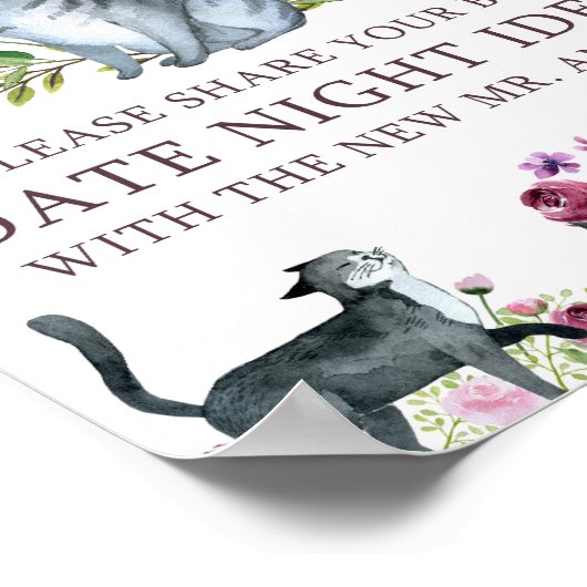 Poster Pancarte de thème de chat pour pot de nuit de noce (Coin)